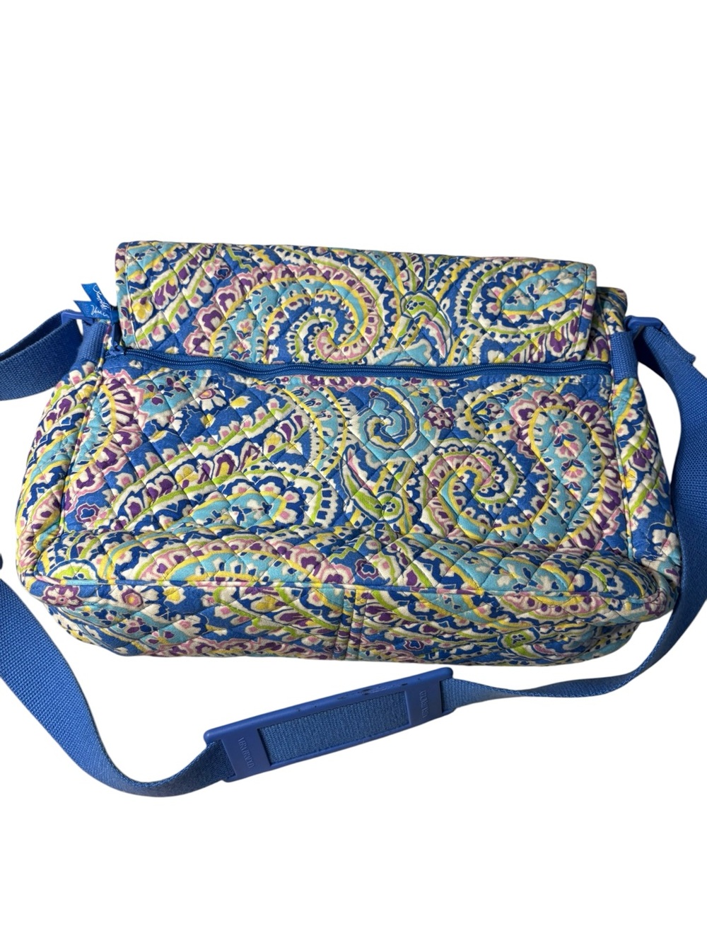 Vera Bradley Quilted Messenger Bag, Capri Blue Paisley, EUC - Picture 7 of 11